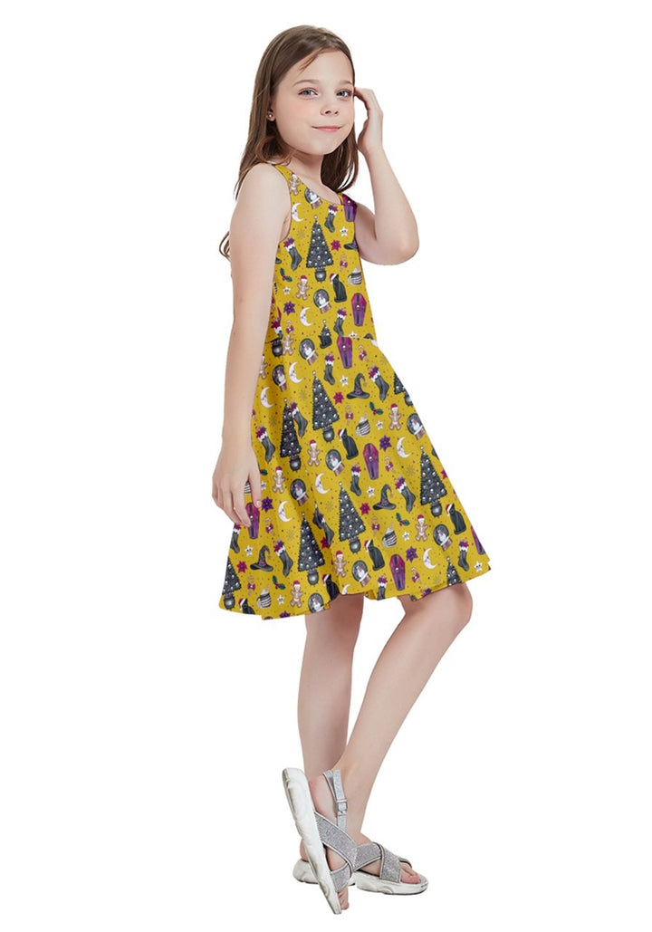 Creepy Christmas Kids' Skater Dress - Poison Arrow Retro