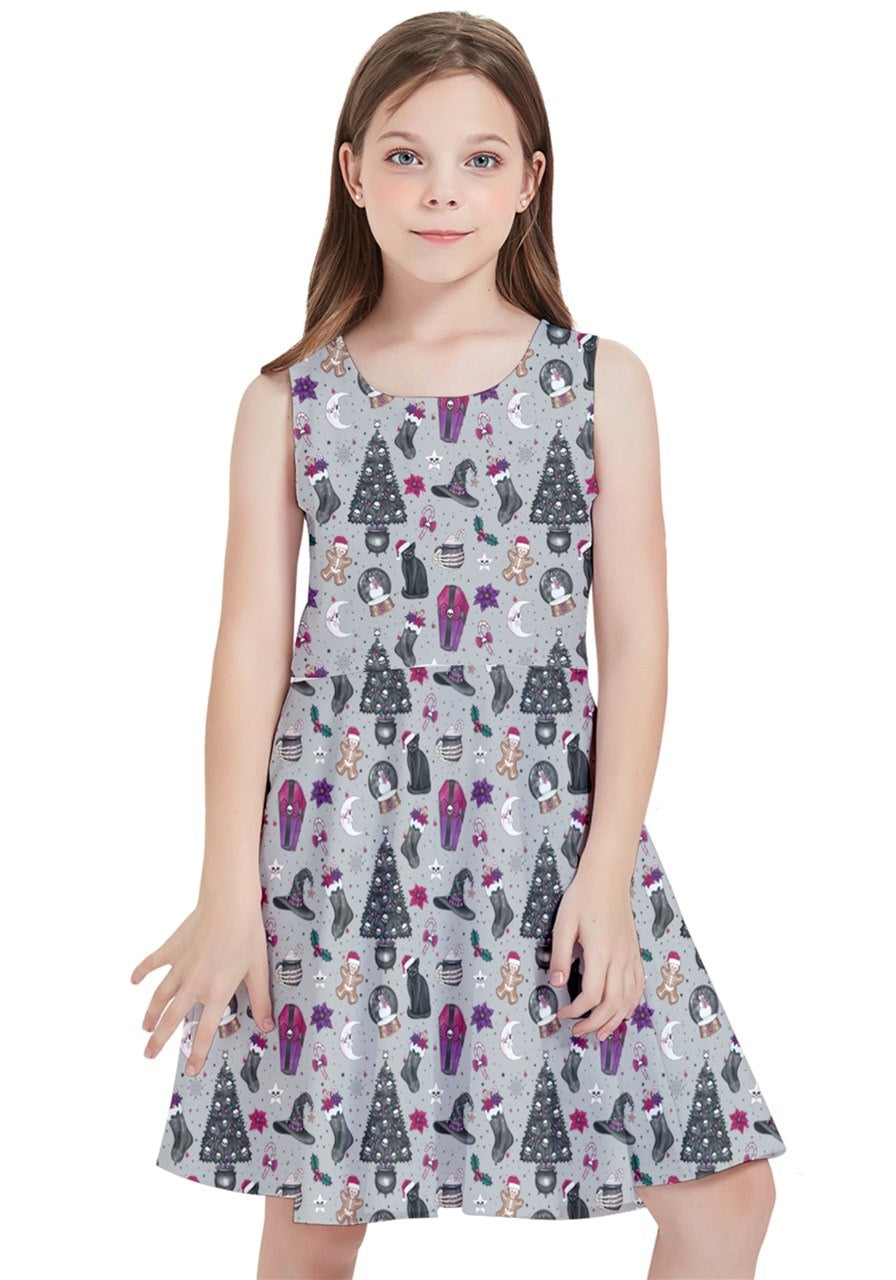 Creepy Christmas Kids' Skater Dress - Poison Arrow Retro