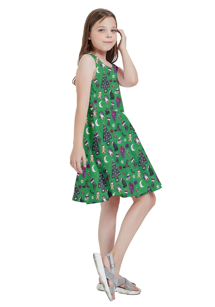 Creepy Christmas Kids' Skater Dress - Poison Arrow Retro