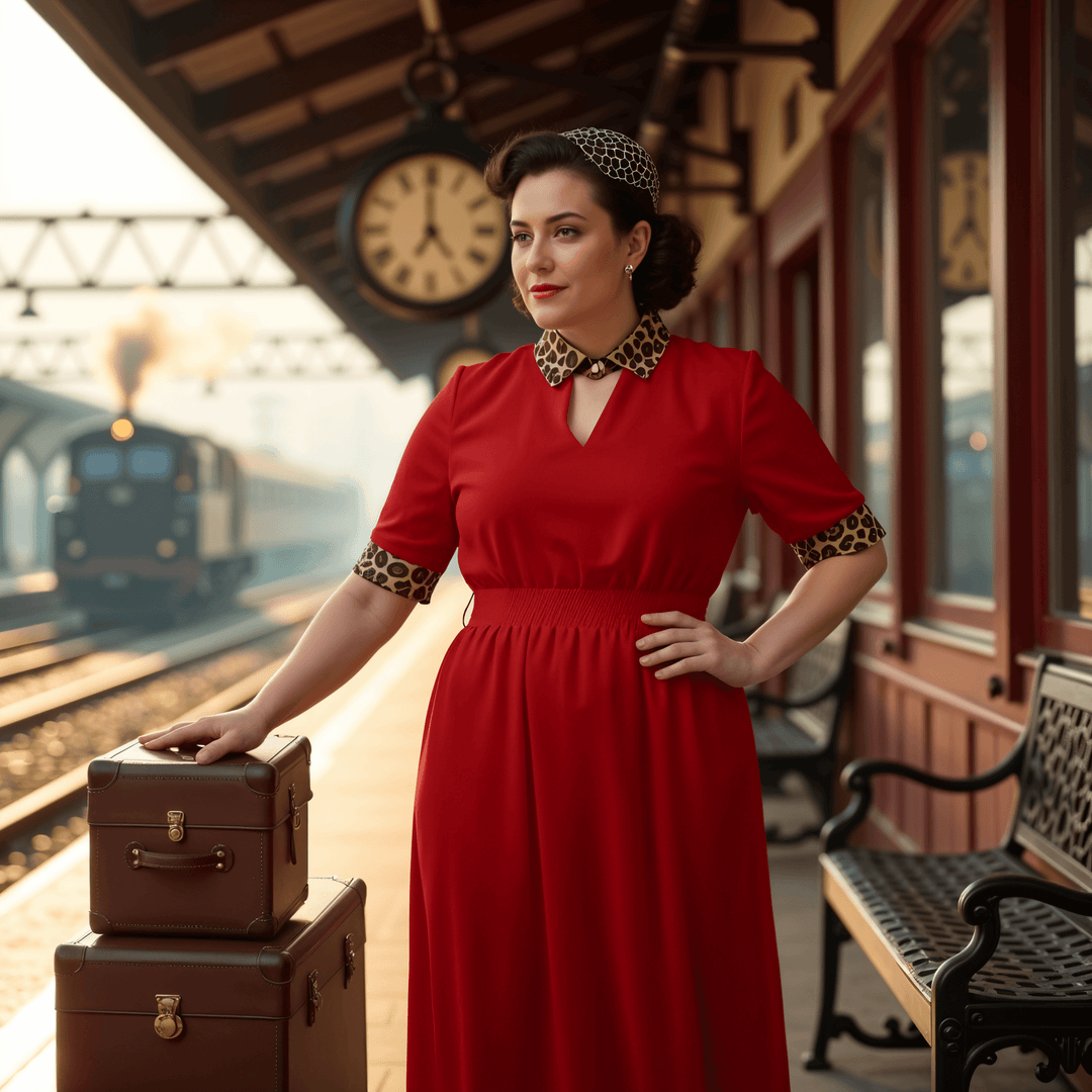 La Cheetah Ava 1940s Style Vintage Dress