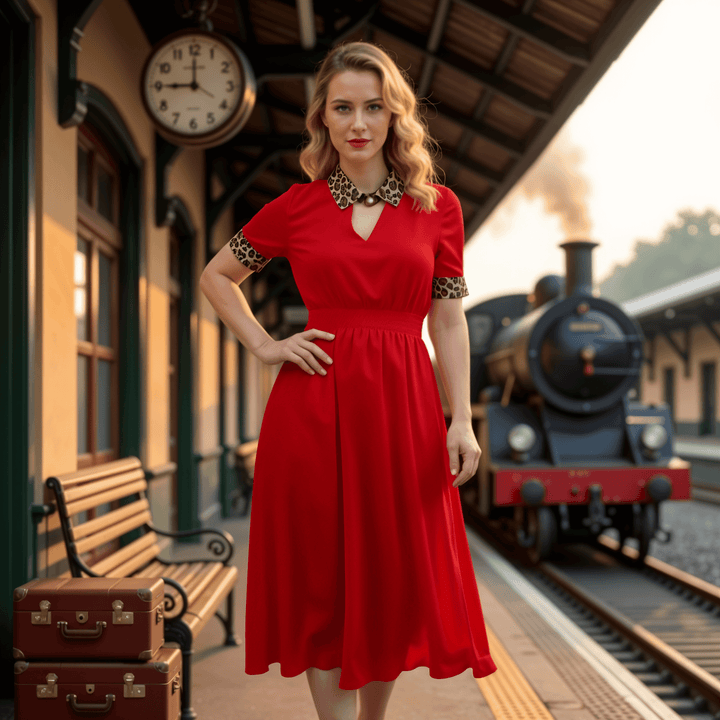 La Cheetah Ava 1940s Style Vintage Dress