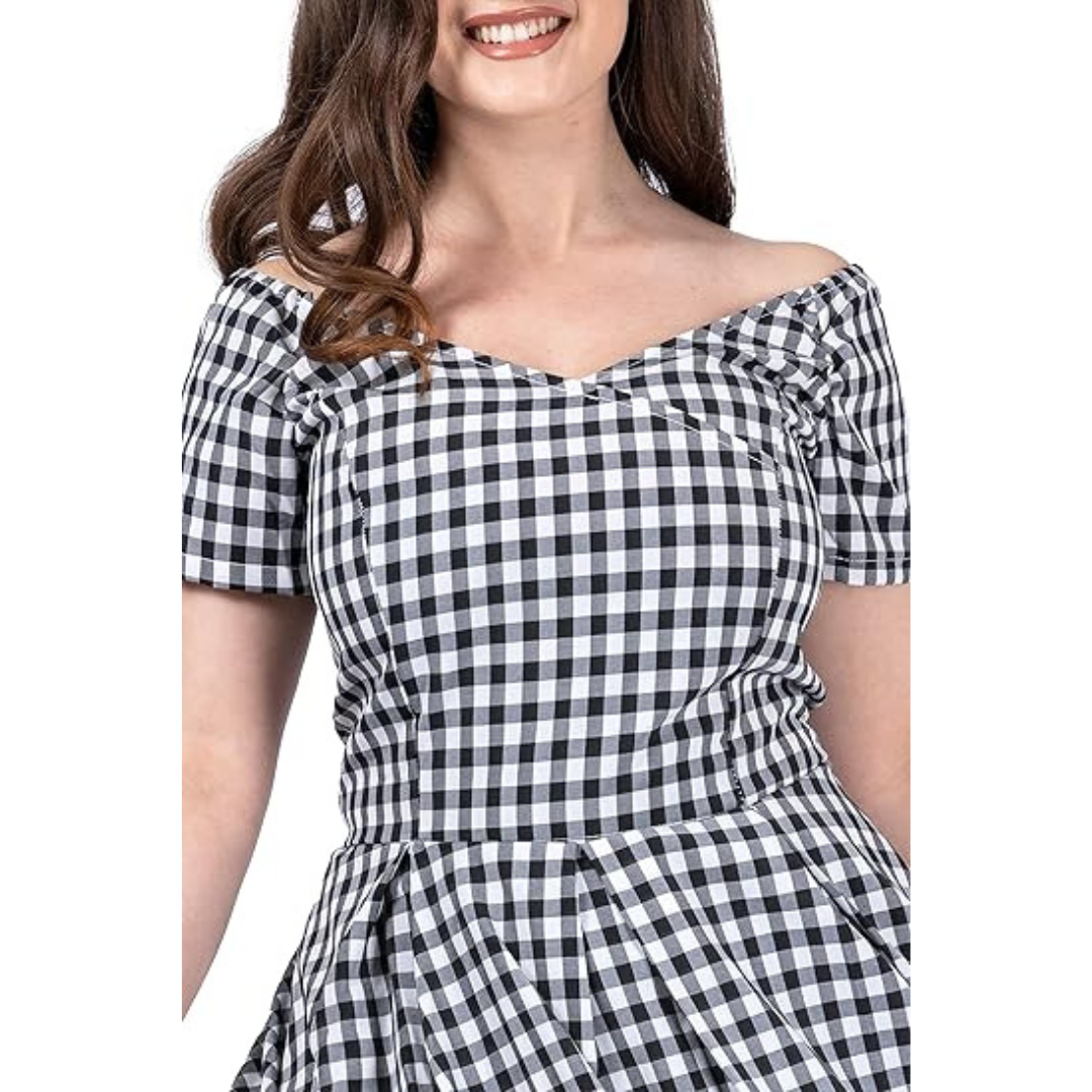 Black & White Plaid 50's Dress - Poison Arrow Retro