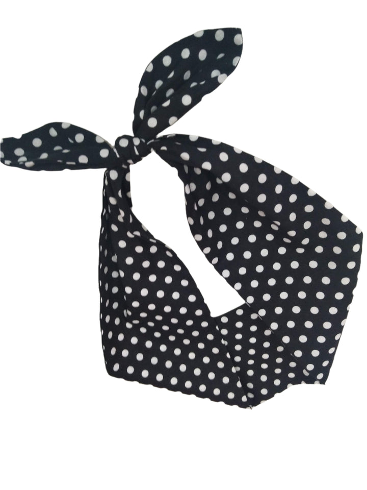 BLACK POLKA DOT WIRED ROCKABILLY HAIR TIE - Poison Arrow Retro