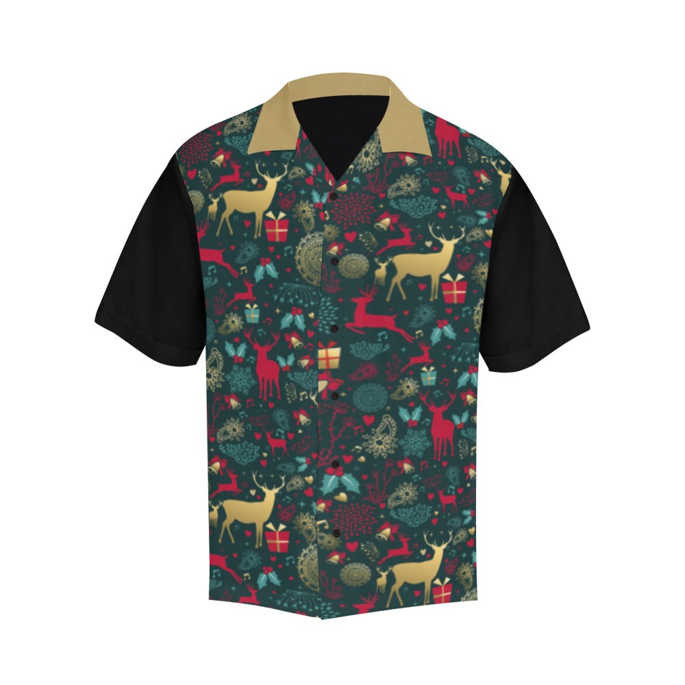 Christmas Reindeer Men's Button Up Shirt - Poison Arrow Retro