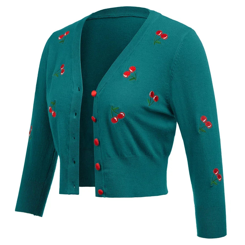 Cropped Cherry Cardigan