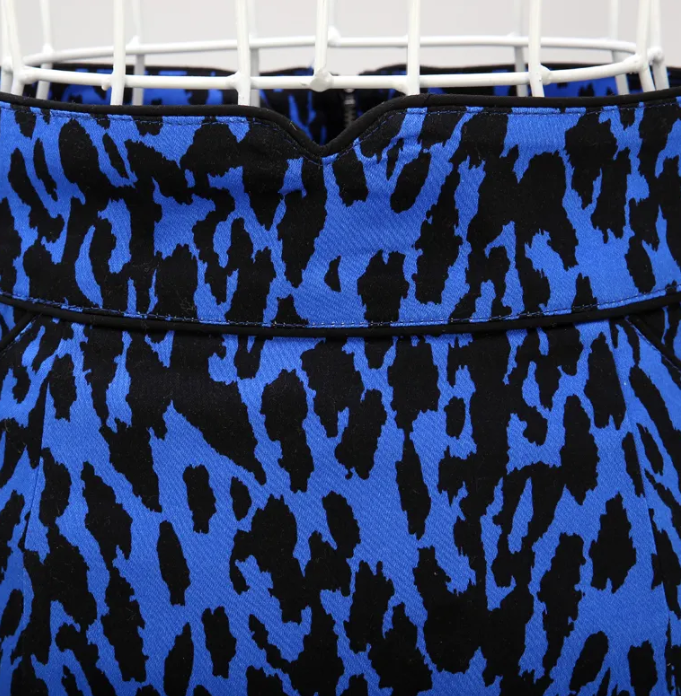 Leopard Pencil Skirt Electric Blue - Poison Arrow Retro