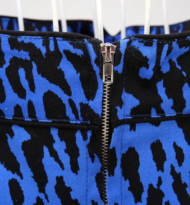 Leopard Pencil Skirt Electric Blue