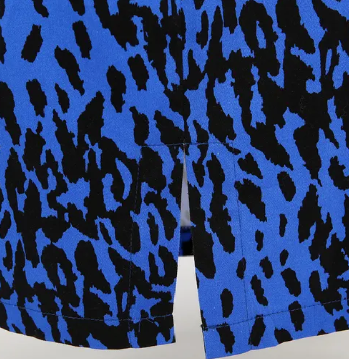 Leopard Pencil Skirt Electric Blue - Poison Arrow Retro