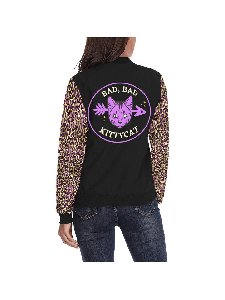 Bad Bad Kitty Cat Womens Bomber Jacket