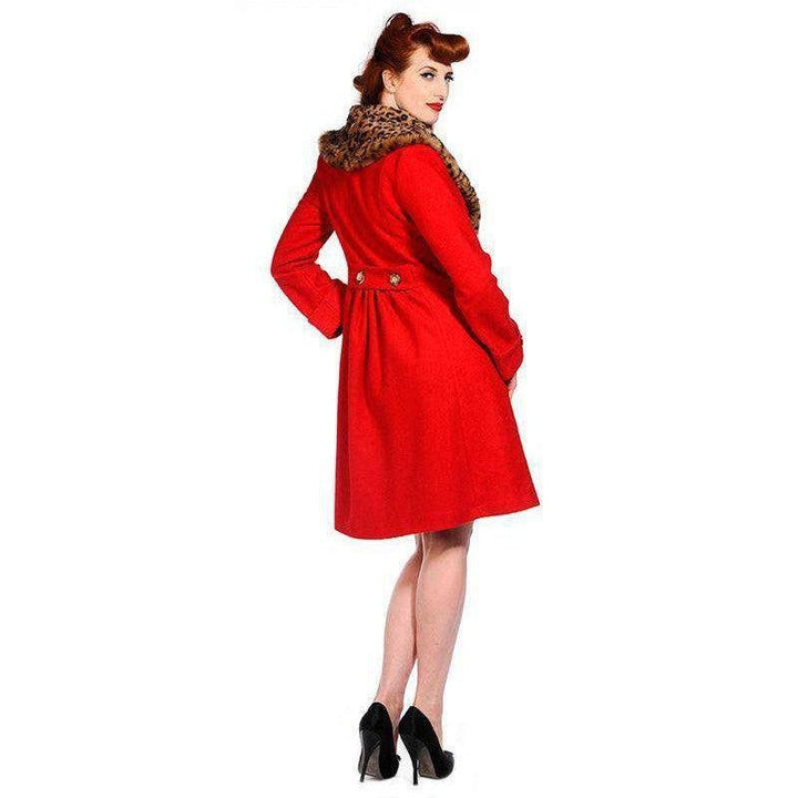 Banned UK Winter Coat Leopard Red - Poison Arrow Retro