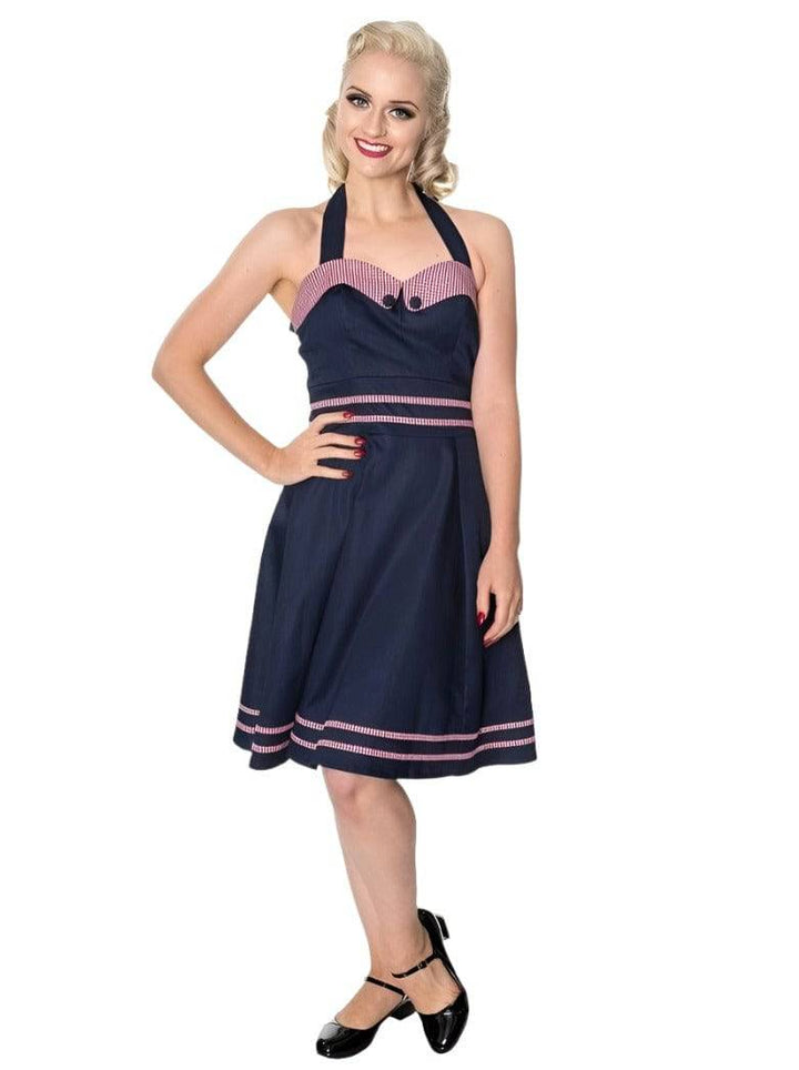 Banned Denim and Gingham J'ADORE DRESS - Poison Arrow Retro