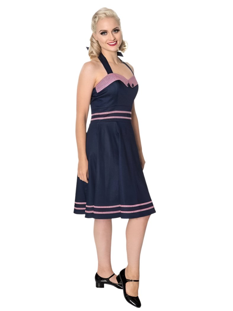 Banned Denim and Gingham J'ADORE DRESS - Poison Arrow Retro