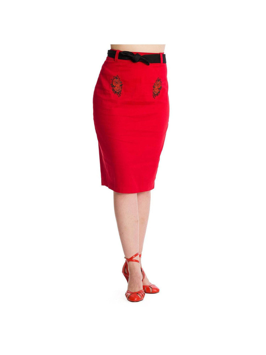 Blooming Rose Rockabilly Pencil Skirt - Poison Arrow Retro