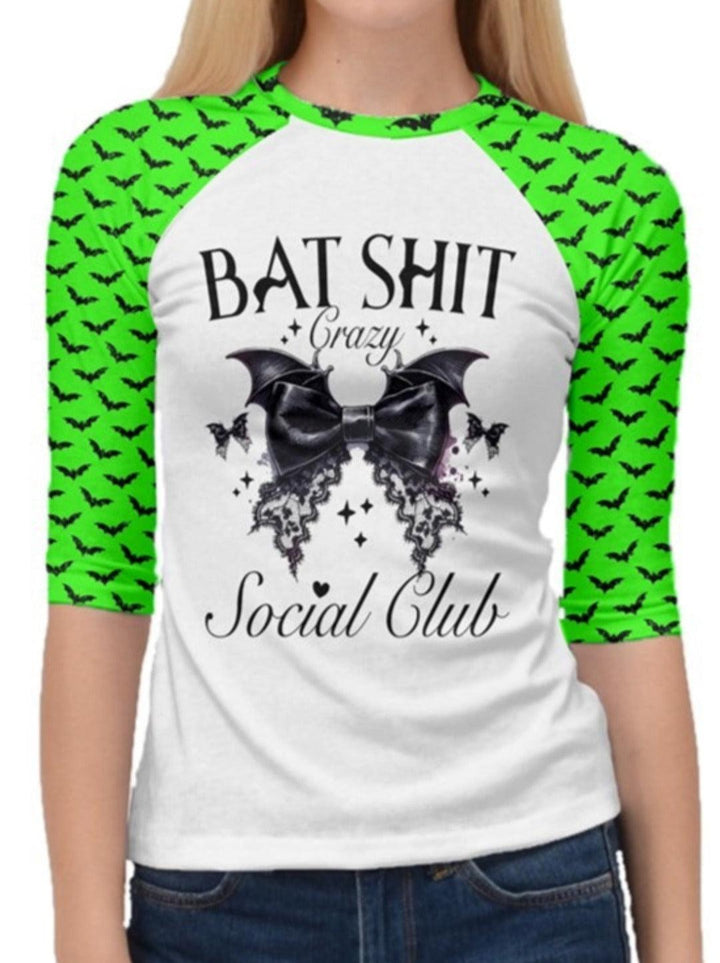 Bat Shit Crazy Social Club Sleeve 3/4 Raglan T-Shirt