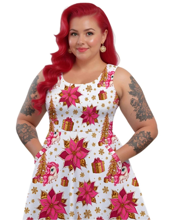 Christmas Unicorns Skater Dress [In Stock]