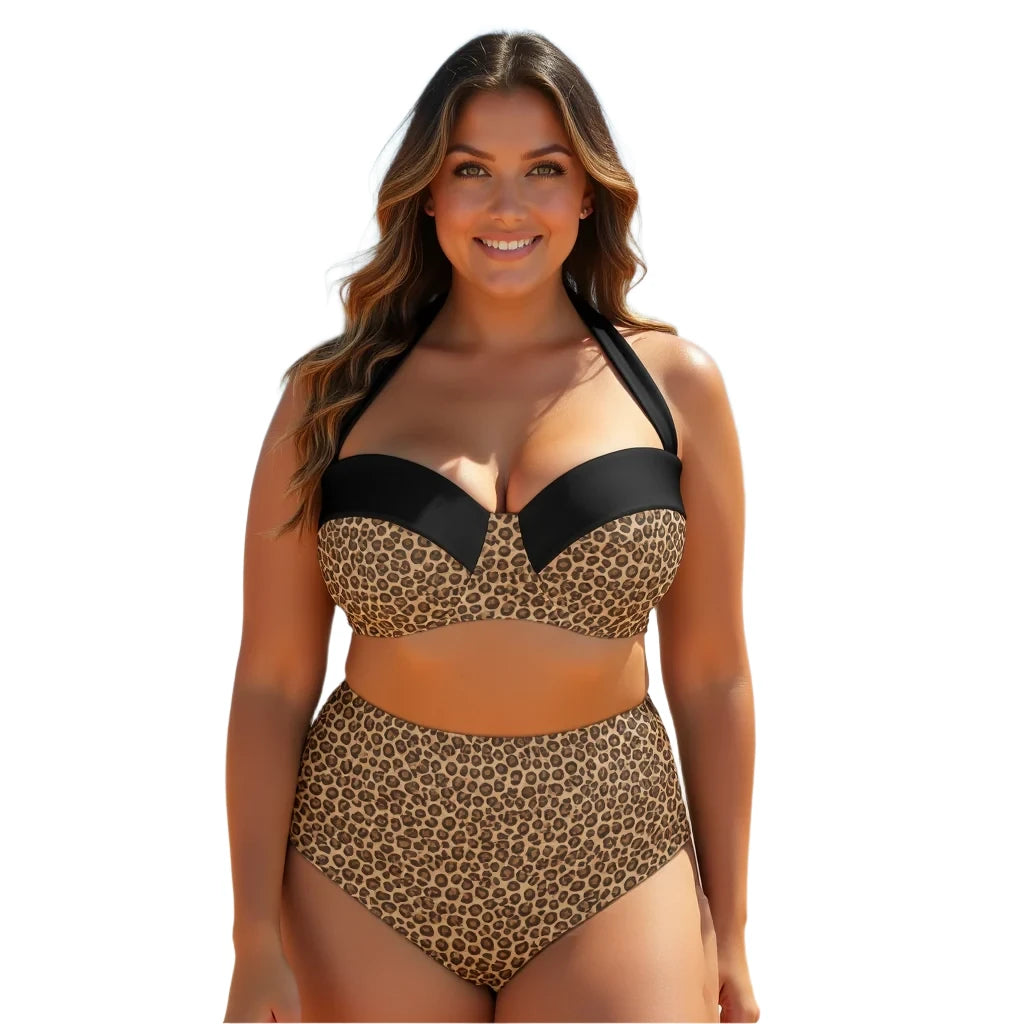 Leopard Retro High Waist Bikini