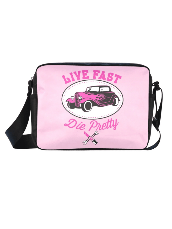 Live Fast Die Pretty Crossbody Satchel Bag