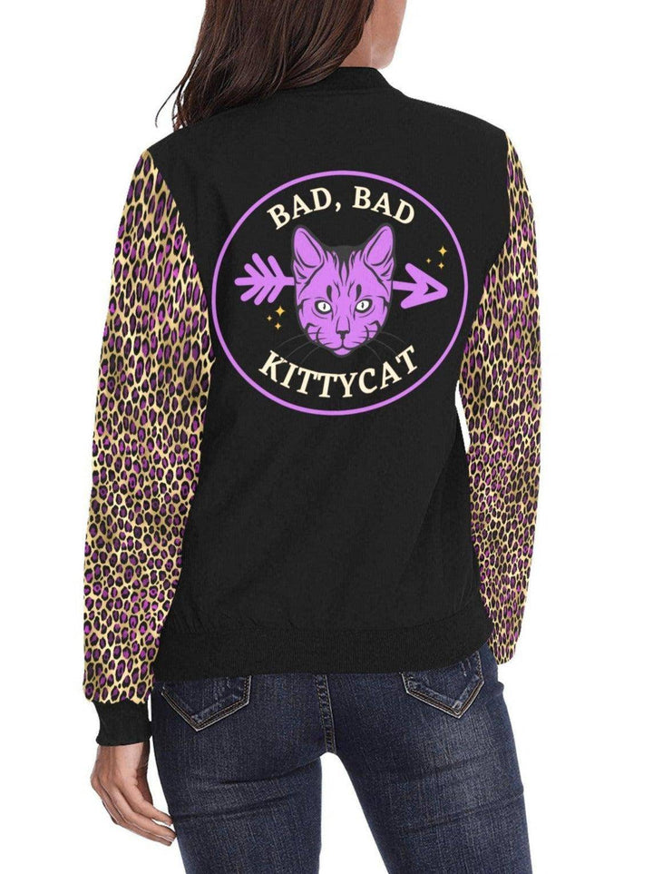 Bad Bad Kitty Cat Womens Bomber Jacket