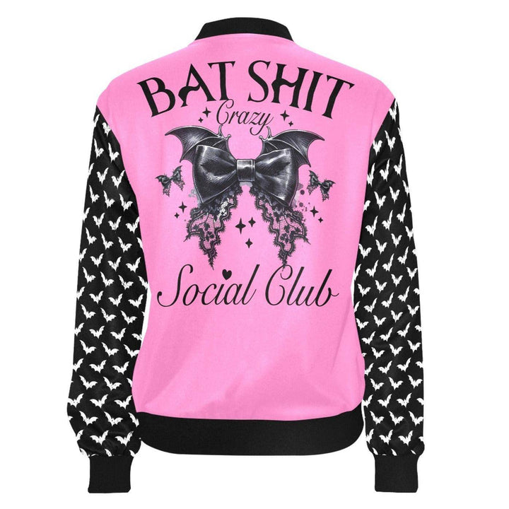 Bat Shit Crazy Social Club Womens Bomber Jacket - Poison Arrow Retro