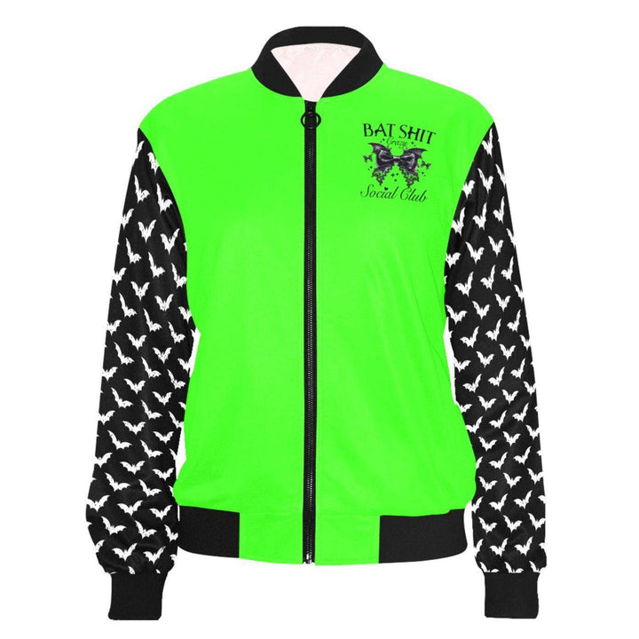 Bat Shit Crazy Social Club Womens Bomber Jacket - Poison Arrow Retro