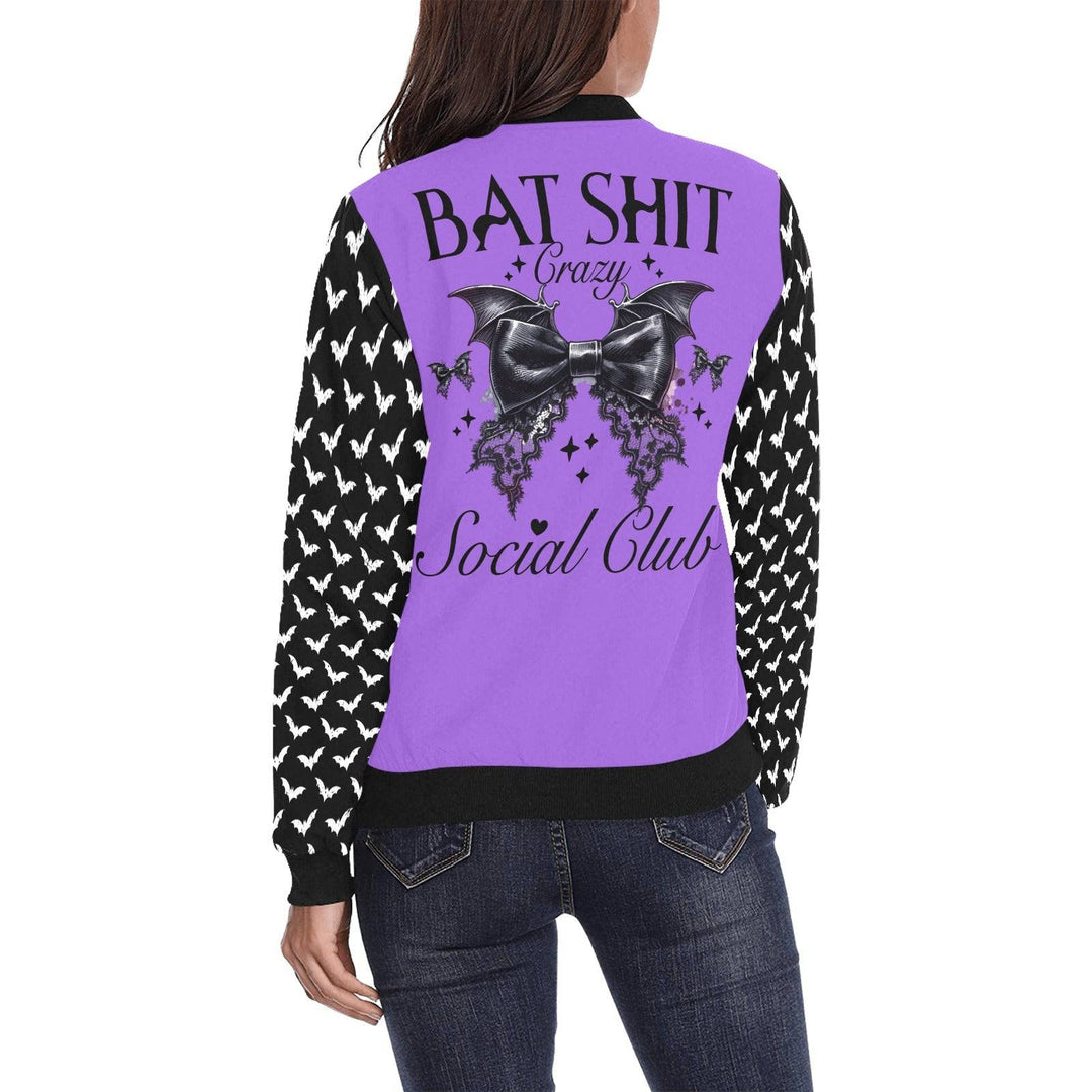 Bat Shit Crazy Social Club Womens Bomber Jacket - Poison Arrow Retro