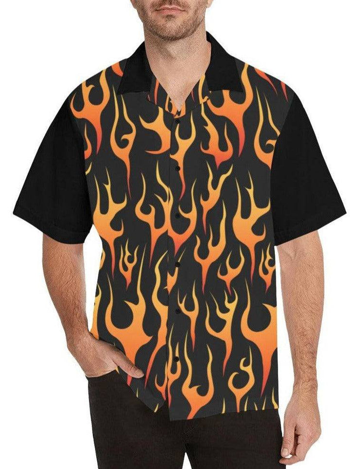 Flames Button Up Shirt - Poison Arrow Retro