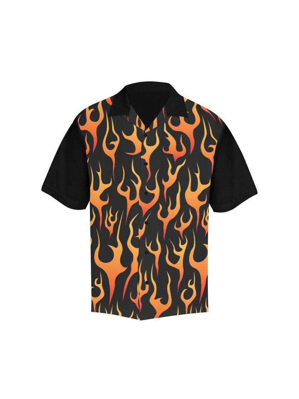 Flames Button Up Shirt - Poison Arrow Retro