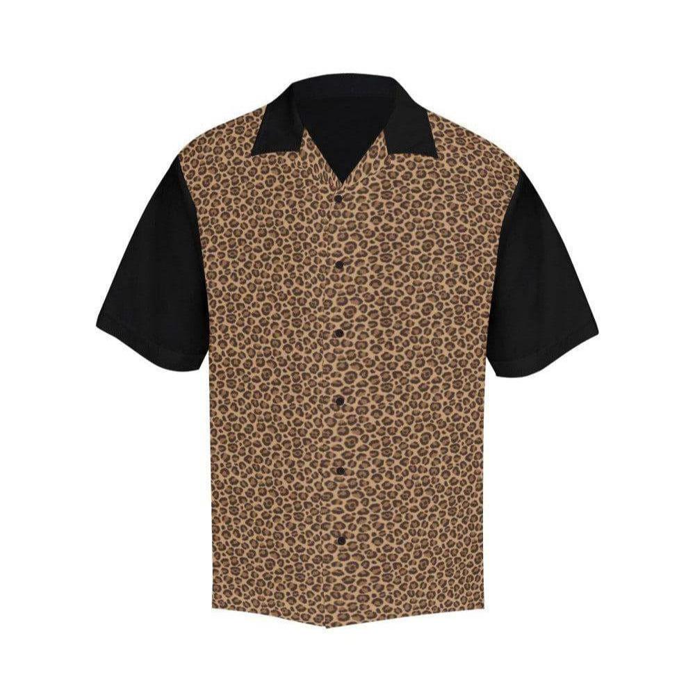 Leopard Black Mens Button Up Shirt - Poison Arrow Retro