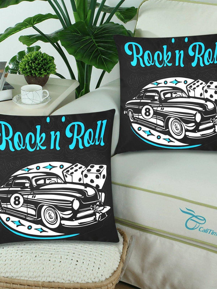 Rock n Roll Throw Pillow Cover 18"x 18" (Twin Sides) (Set of 2) - Poison Arrow Retro