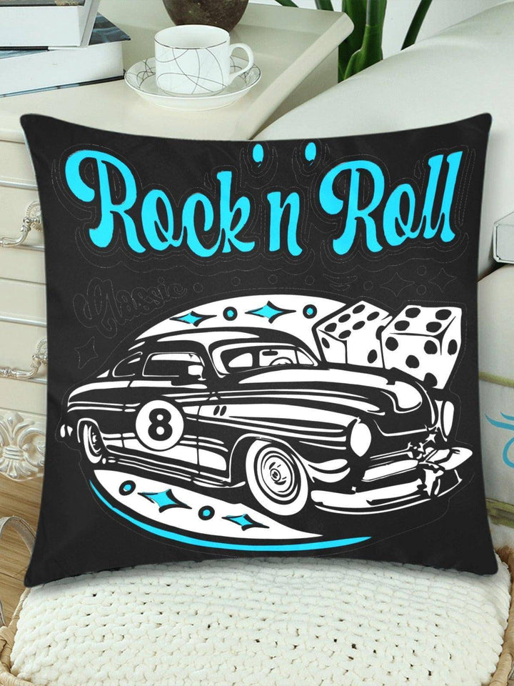 Rock n Roll Throw Pillow Cover 18"x 18" (Twin Sides) (Set of 2) - Poison Arrow Retro