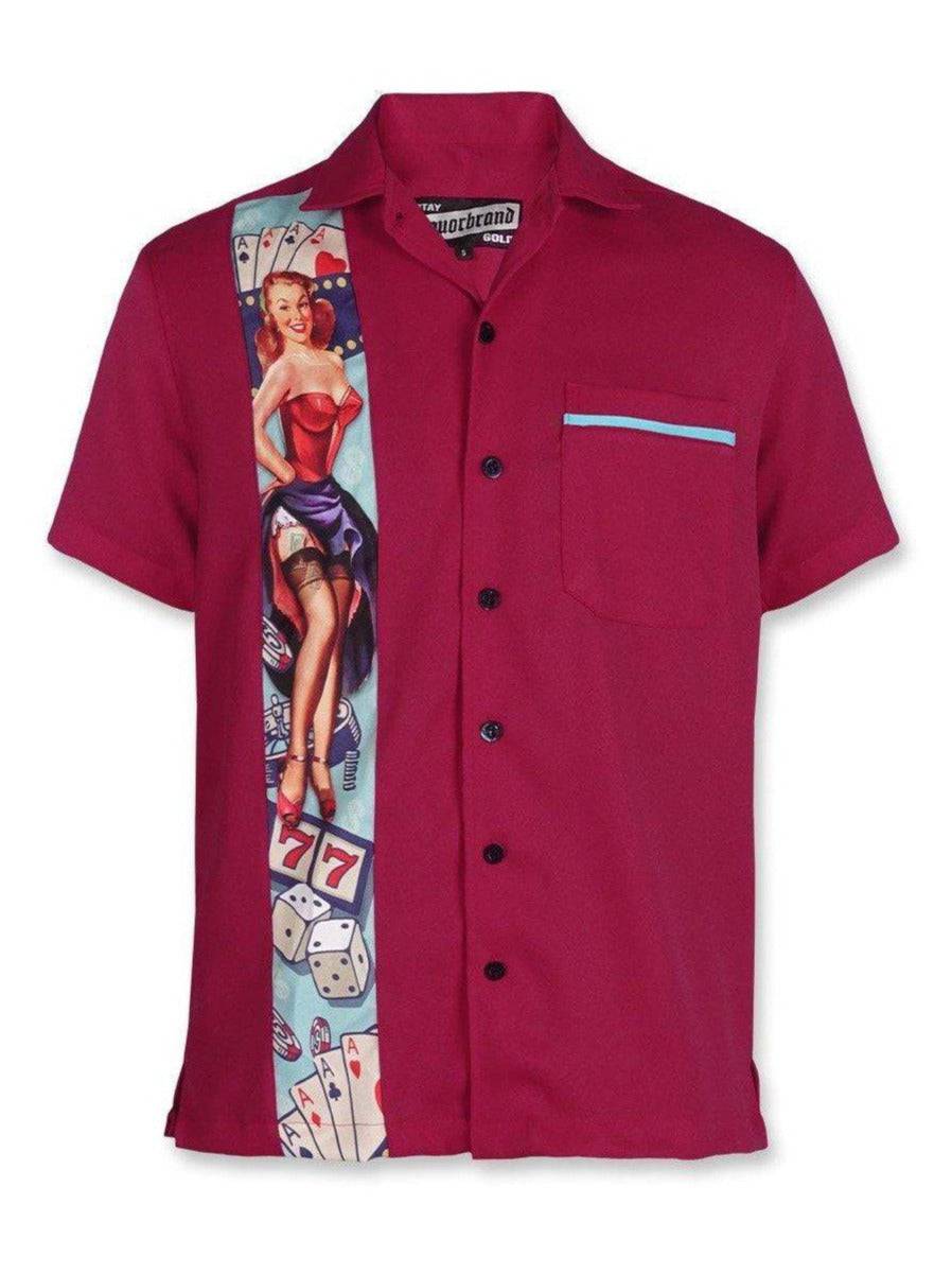 Liquorbrand Nevada Bowling Shirt Burgundy - Poison Arrow Retro