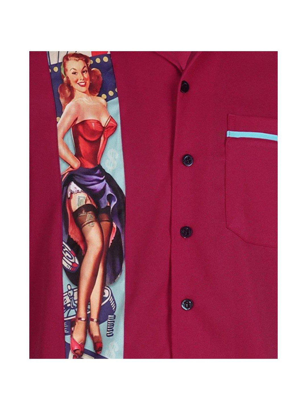 Liquorbrand Nevada Bowling Shirt Burgundy - Poison Arrow Retro