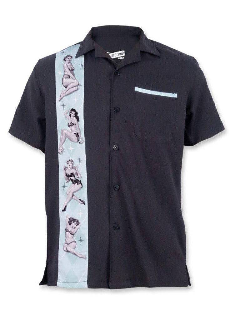 Liquorbrand Vegas Strip Black Bowling Shirt - Poison Arrow Retro