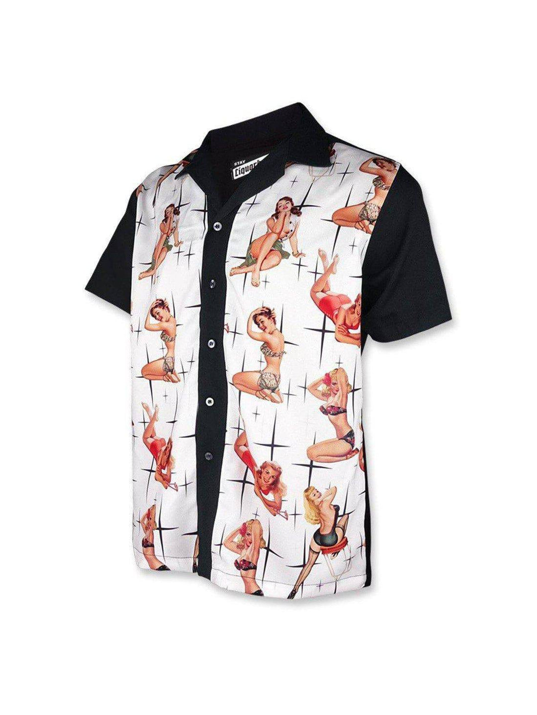 LIQUORBRAND VIXEN WHITE BOWLING SHIRT - Poison Arrow Retro