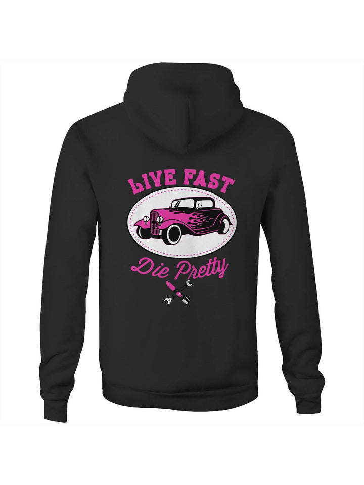 Live Fast Die Pretty - Fleecy Womens Hoodie - Poison Arrow Retro