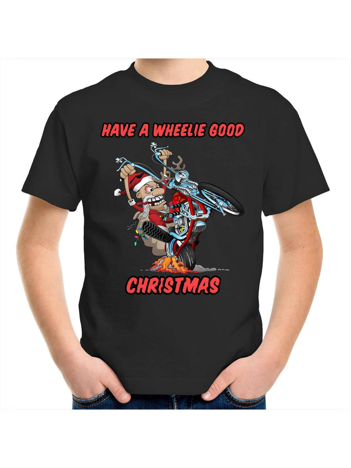 HAVE A WHEELIE GOOD CHRISTMAS - Kids Youth Crew T-Shirt 2-14