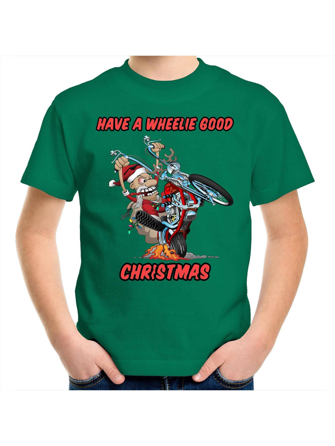 HAVE A WHEELIE GOOD CHRISTMAS - Kids Youth Crew T-Shirt 2-14 - Poison Arrow Retro