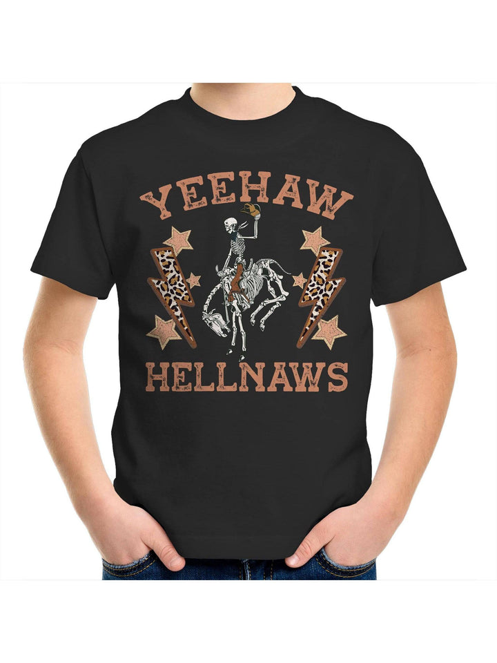 Yeehaw Hellnaws Kids Youth Crew T-Shirt