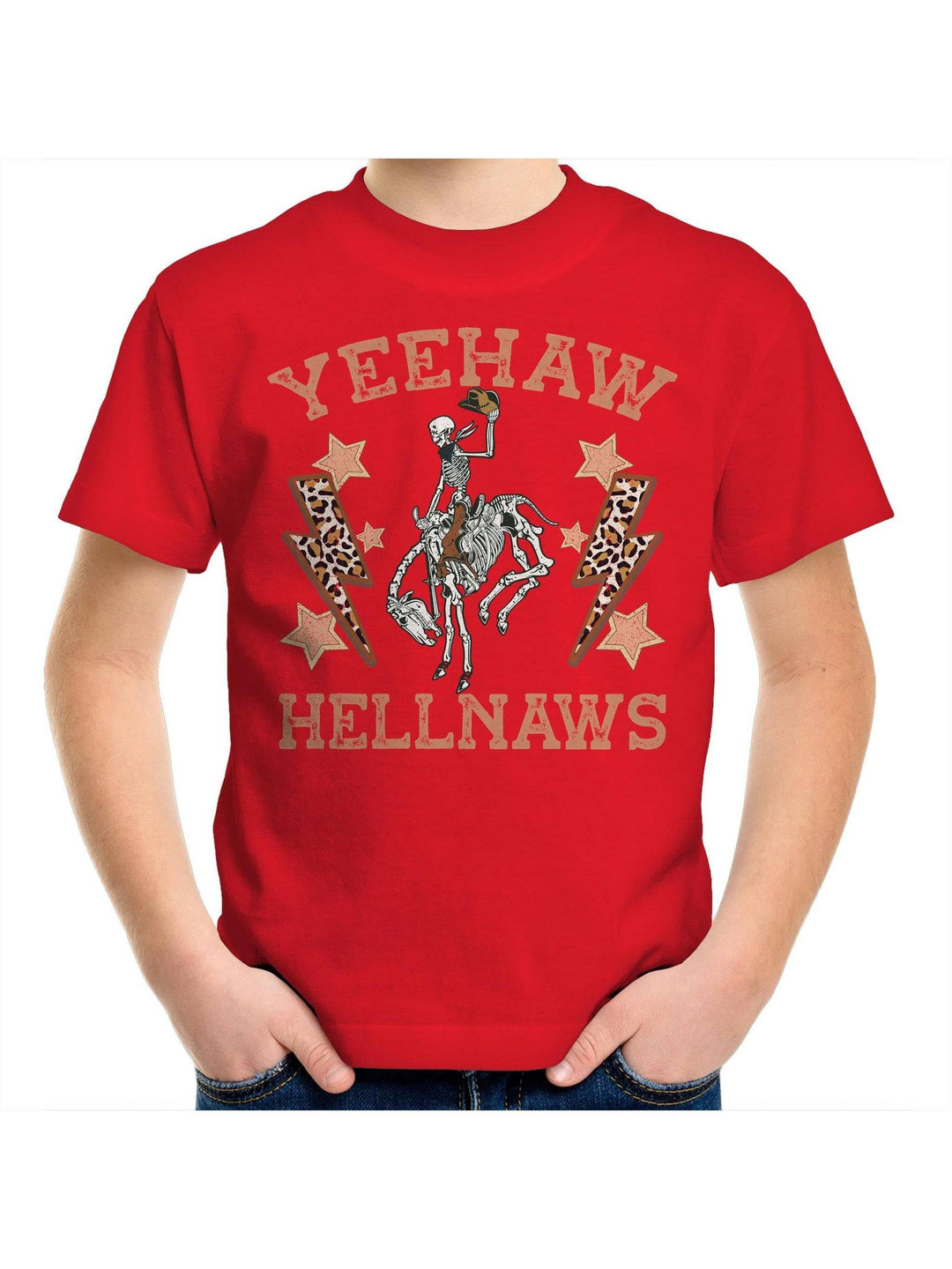 Yeehaw Hellnaws Kids Youth Crew T-Shirt - Poison Arrow Retro