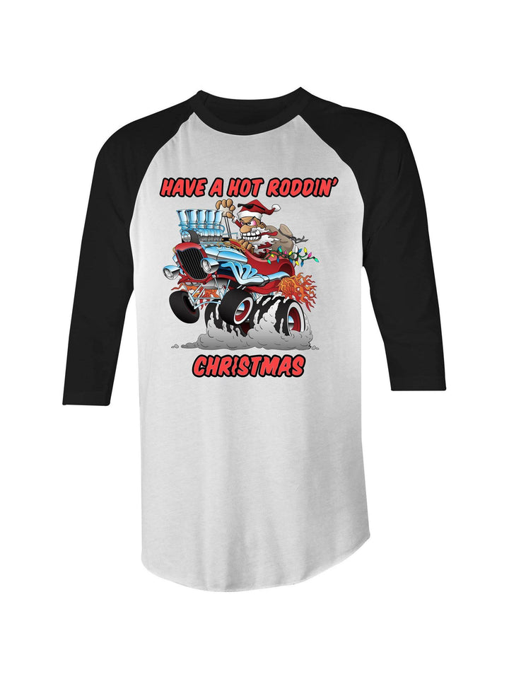 Hot Roddin' Christmas 3/4 Raglan Sleeve T-Shirt - Poison Arrow Retro