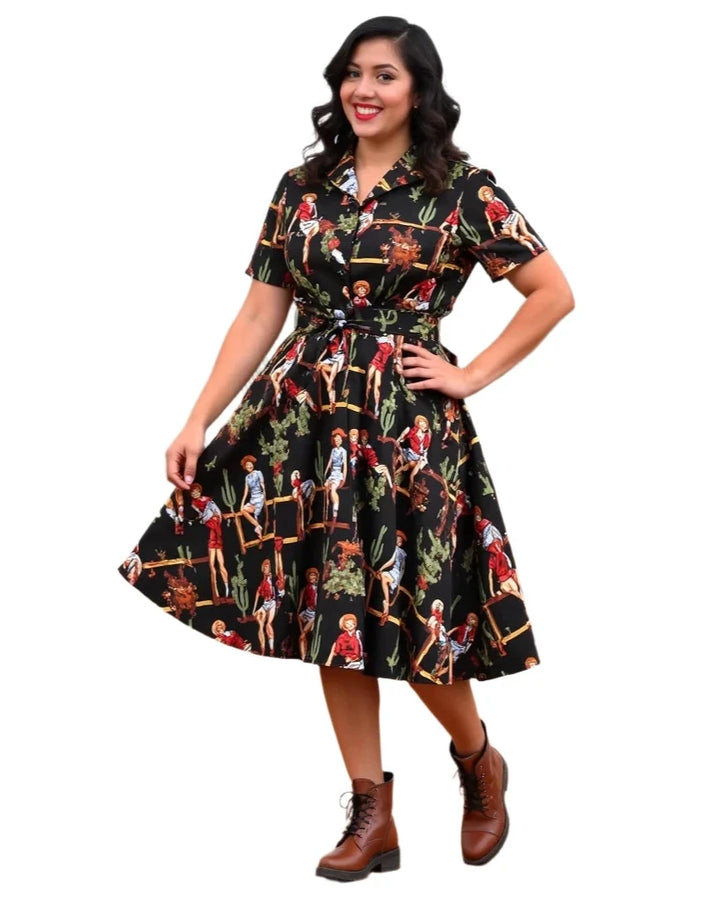 Western Cowgirl Vintage Swing Dress