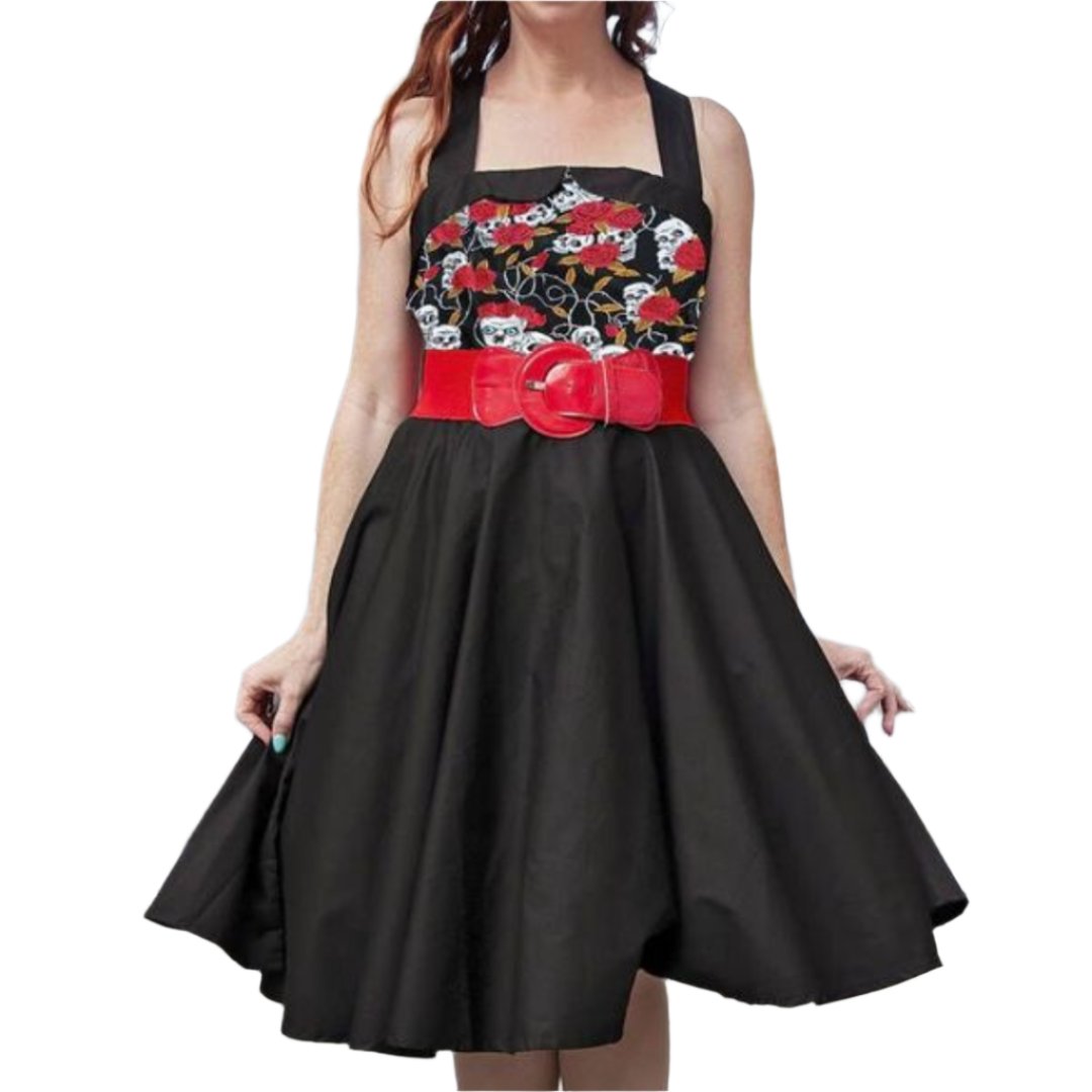 Skulls & Roses Rockabilly Swing Dresses - Poison Arrow Retro