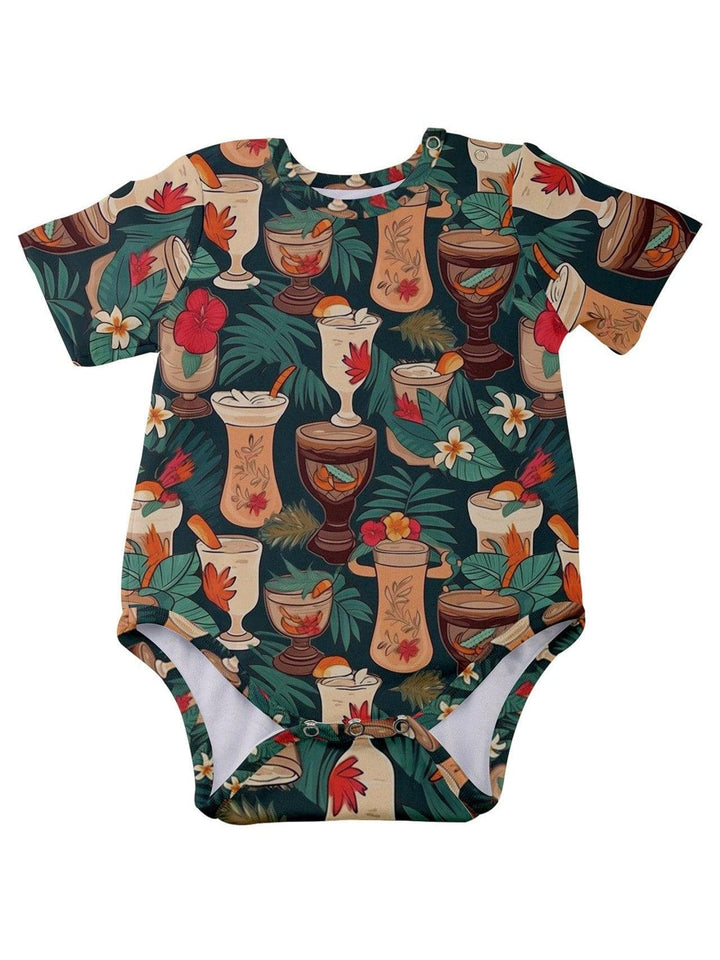 Retro Tiki Luau Baby Short Sleeve Onesie Bodysuit - Poison Arrow Retro