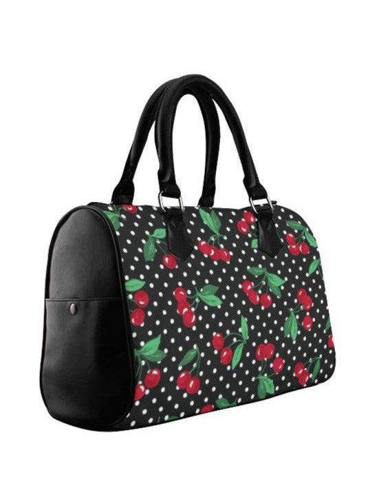 BLACK CHERRY DOTS Barrel Type Handbag - Poison Arrow Retro