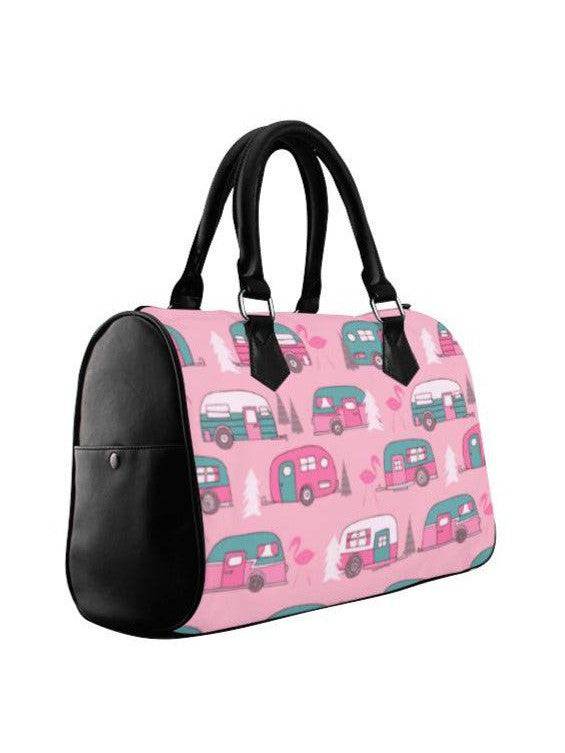 Flamingos and Retro Vans Barrel Type Handbag - Poison Arrow Retro