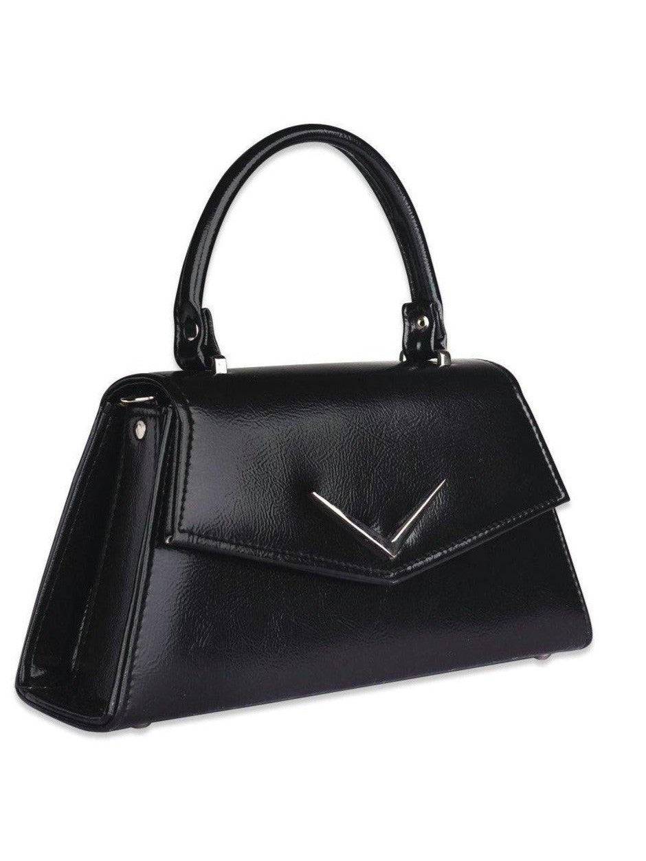 Liquorbrand Chevron Retro Handbag Matte Black