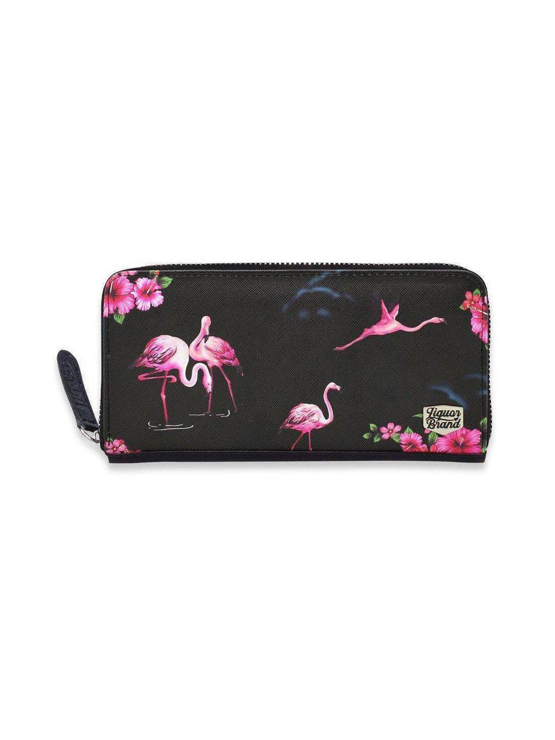 Liquorbrand Flamingos Black Wallet - Poison Arrow Retro