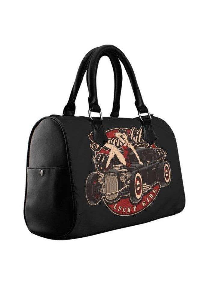 ROCKABILLY LUCKY GIRL BARREL TYPE BAG - Poison Arrow Retro