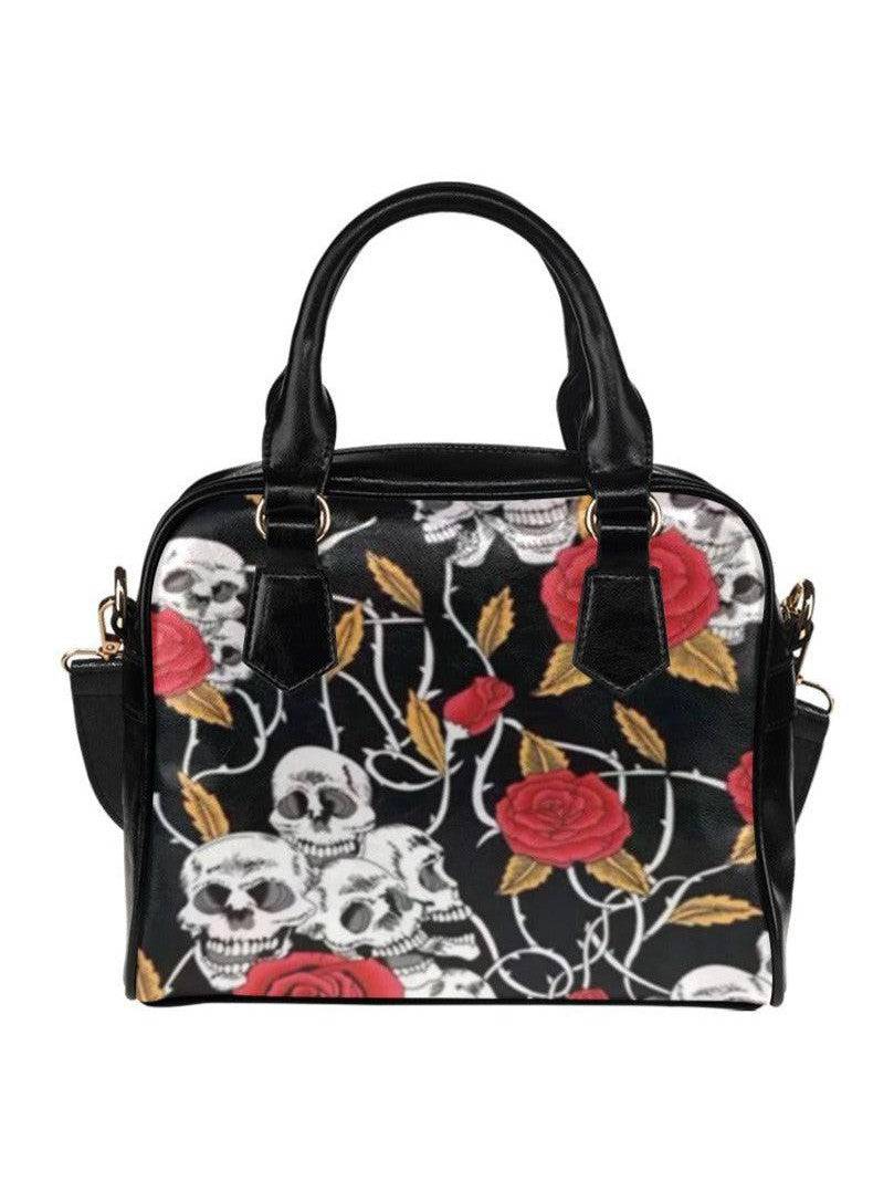 SKULLS & ROSES Shoulder Handbag