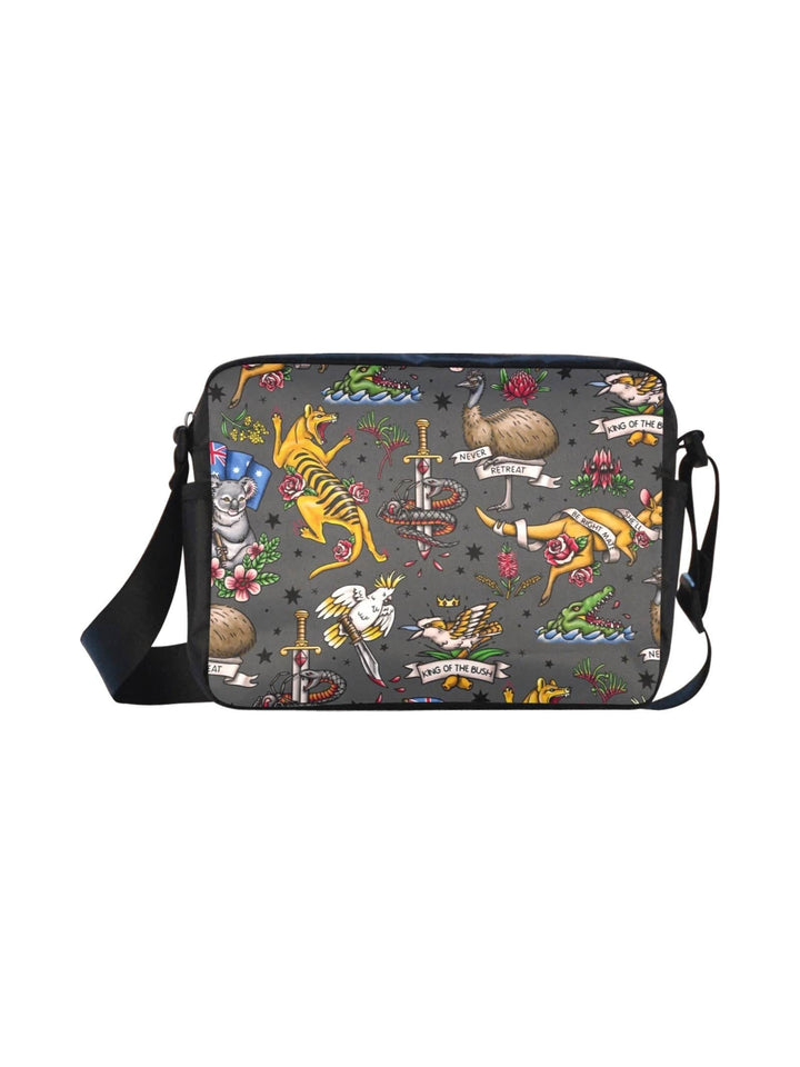 UNISEX Crossbody Nylon Satchel Bag - FAIR DINKUM - Poison Arrow Retro